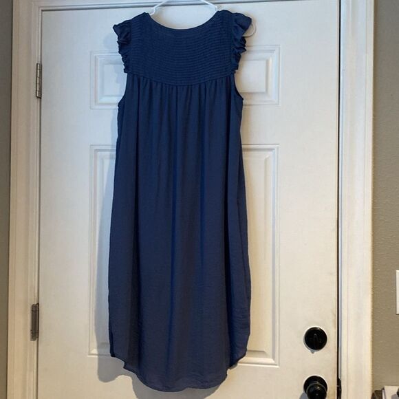 H&M Flutter Sleeve Blue Flowy Dress Size 10 - Picture 5 of 7
